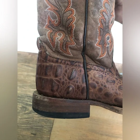 Horse Power Croc Exotic Print Square Toe Cowboy Western Boots Youth size 1 - Picture 5 of 6